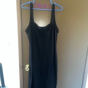 Size XL Mid Shin Black Bodycon Knit Tank Top Dress